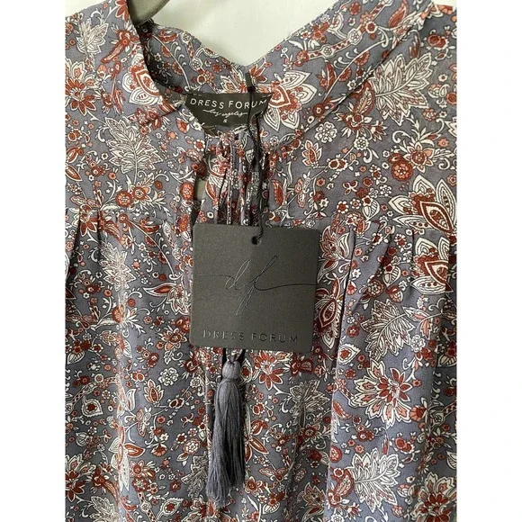 Dress Forum Floral Long Sleeve Short Peasant Dress Small - Picture 2 of 13